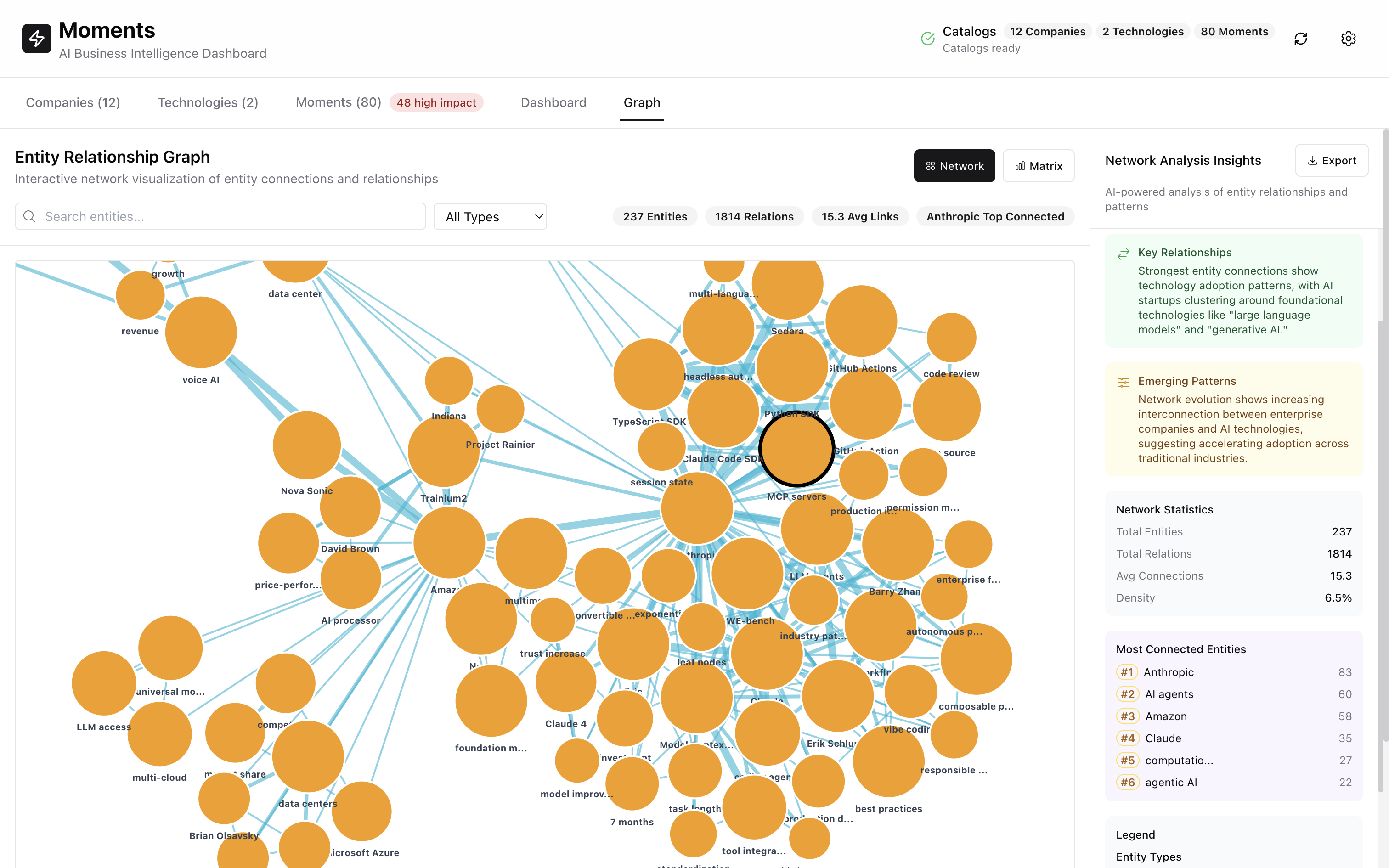 Interactive Knowledge Graph: Network Visualization for AI Industry Intelligence