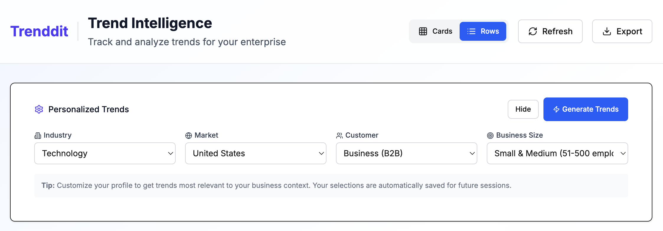 Getting Started with Trends: AI-Powered Enterprise Intelligence